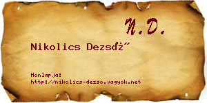 Nikolics Dezső névjegykártya